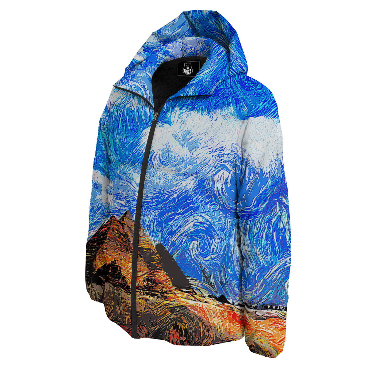 Starring Night Pyramids Print Down Jacket-grizzshop