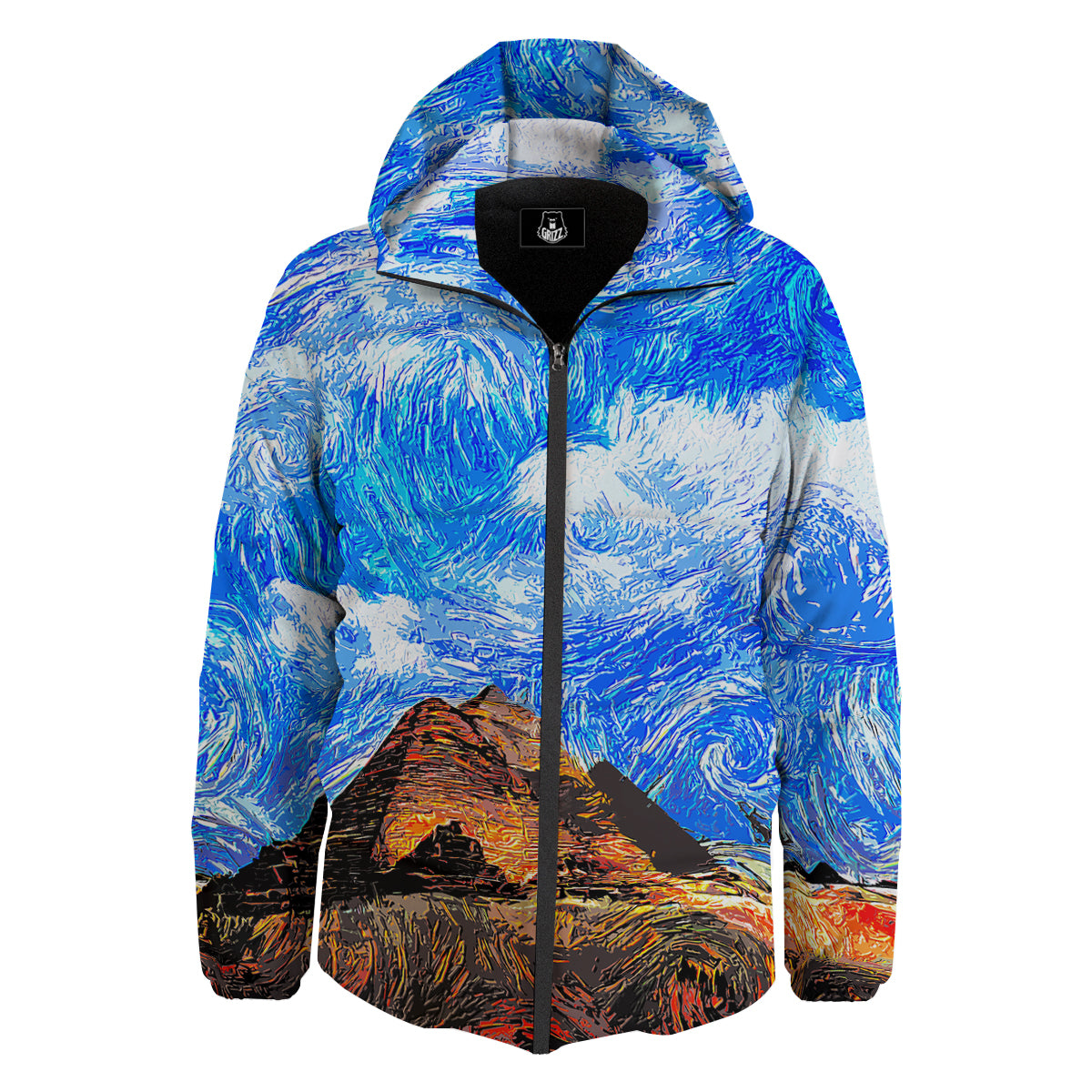 Starring Night Pyramids Print Down Jacket-grizzshop