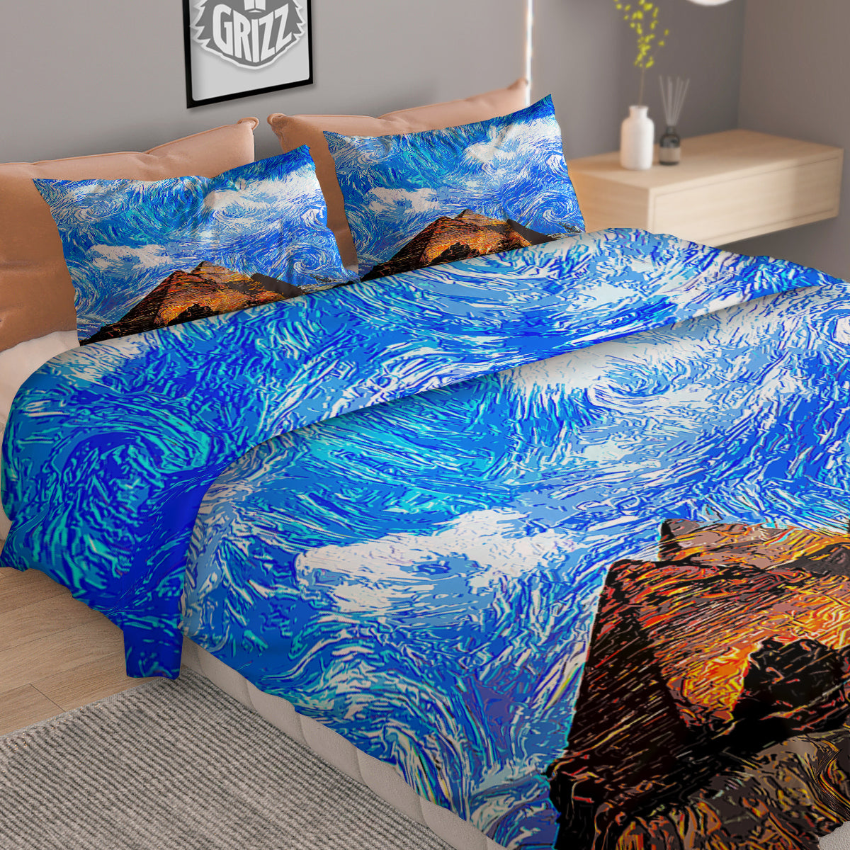 Starring Night Pyramids Print Duvet Cover Bedding Set