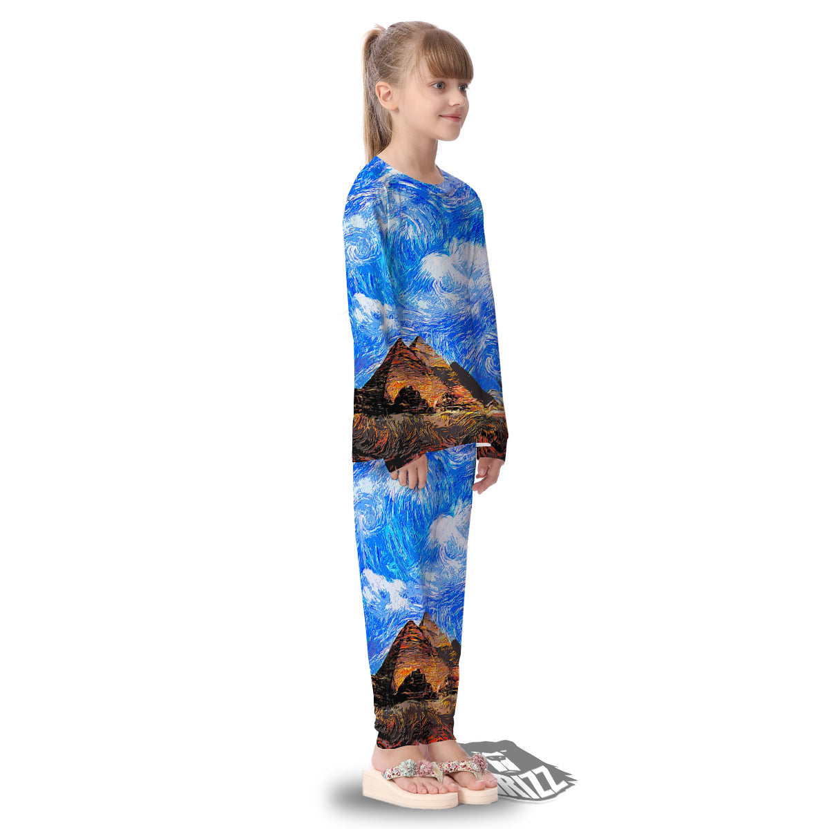 Starring Night Pyramids Print Kid's Pajamas-grizzshop