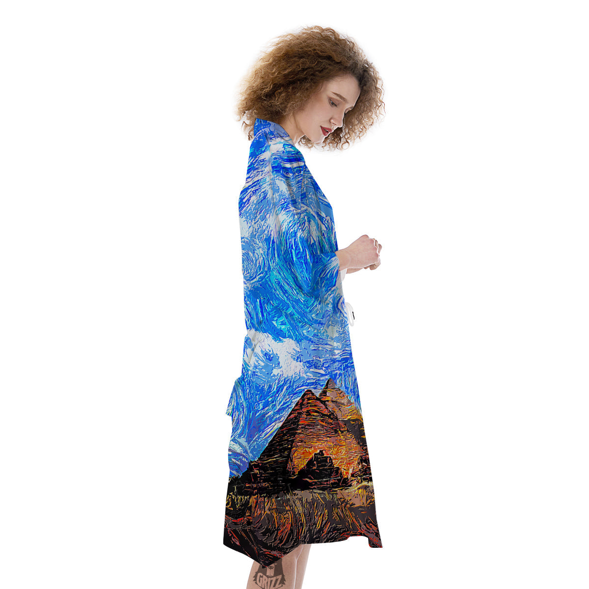 Starring Night Pyramids Print Kimono-grizzshop