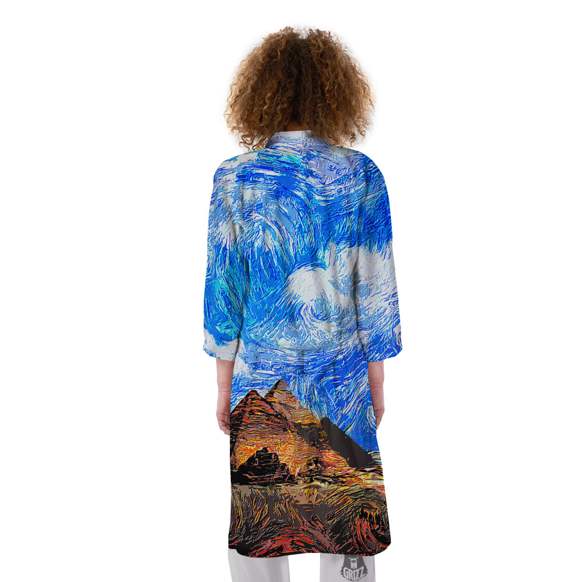 Starring Night Pyramids Print Kimono-grizzshop