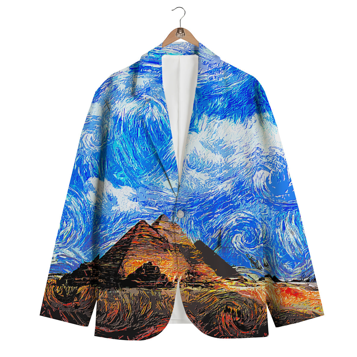 Starring Night Pyramids Print Men's Blazer-grizzshop