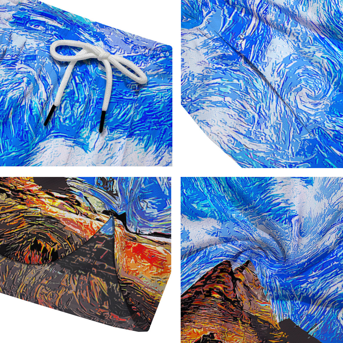Starring Night Pyramids Print Men's Running Shorts-grizzshop