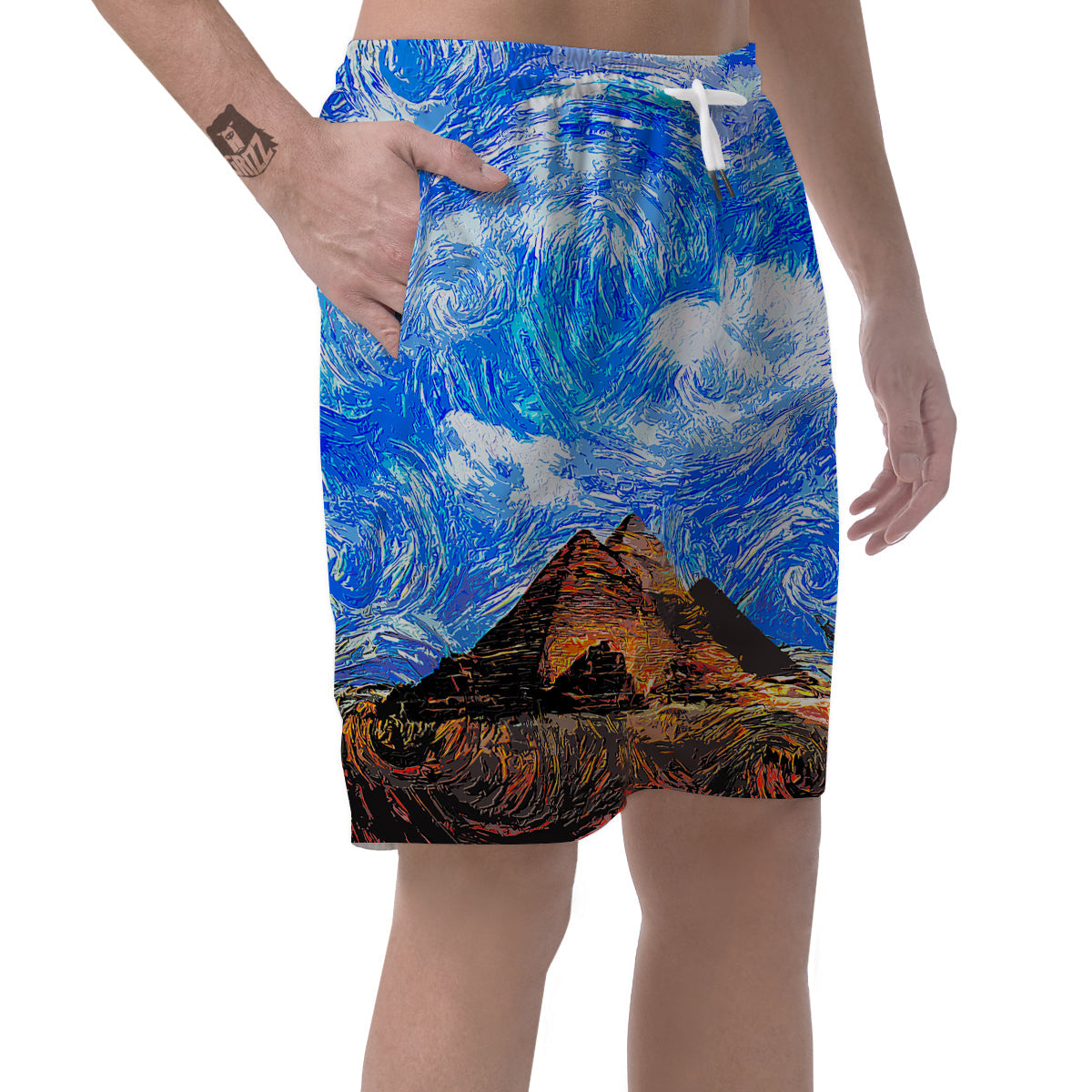 Starring Night Pyramids Print Men's Shorts-grizzshop