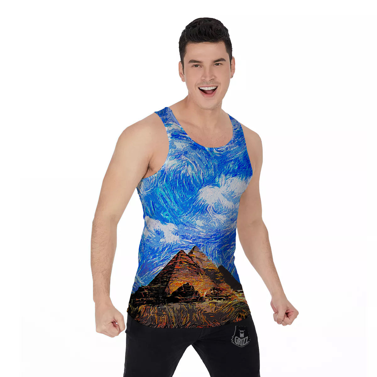 Starring Night Pyramids Print Men's Tank Top-grizzshop