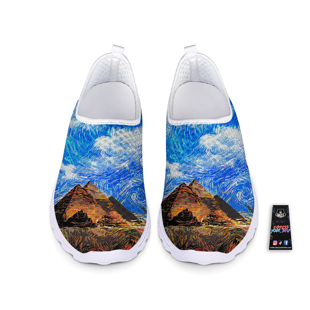 Starring Night Pyramids Print Nurse Shoes-grizzshop