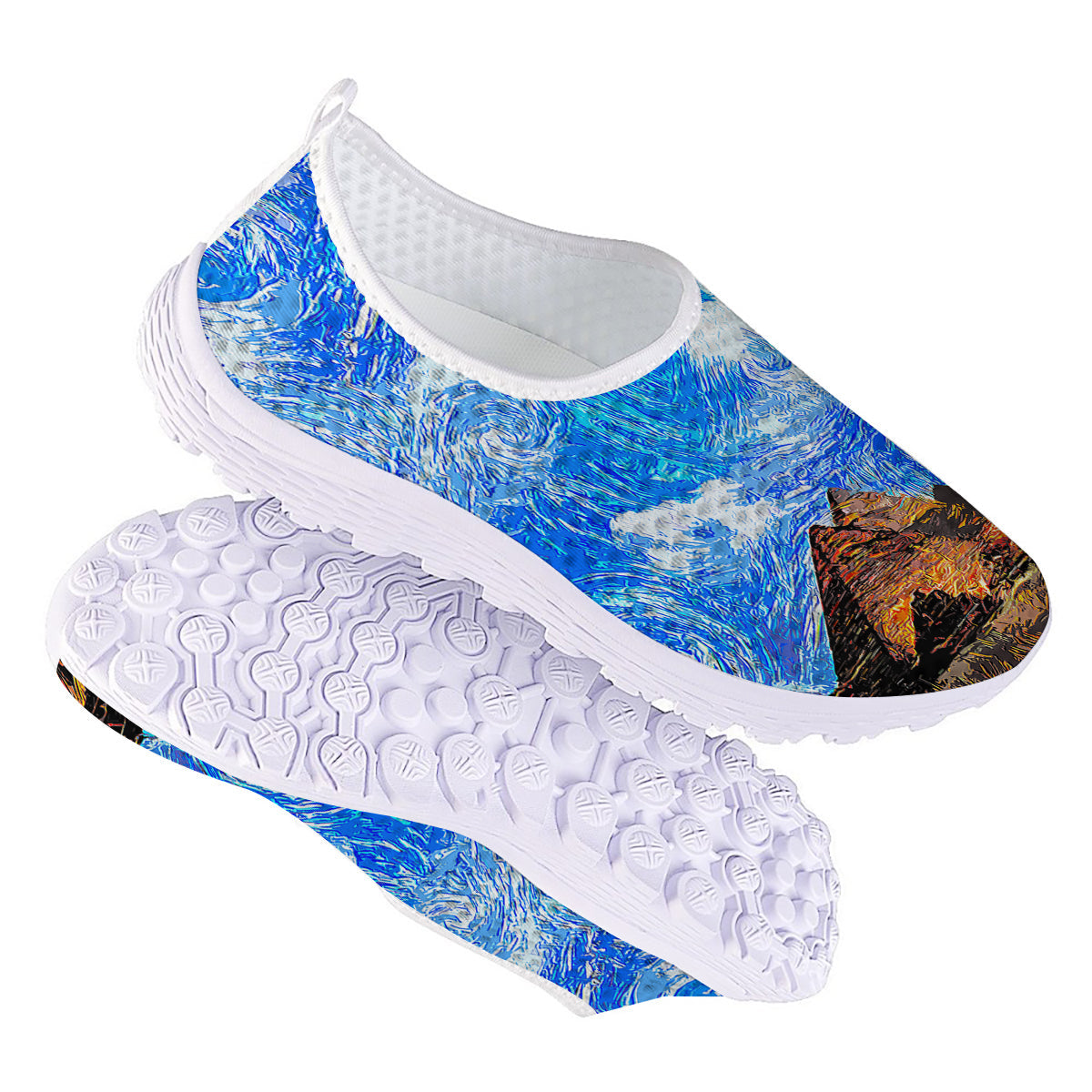 Starring Night Pyramids Print Nurse Shoes-grizzshop