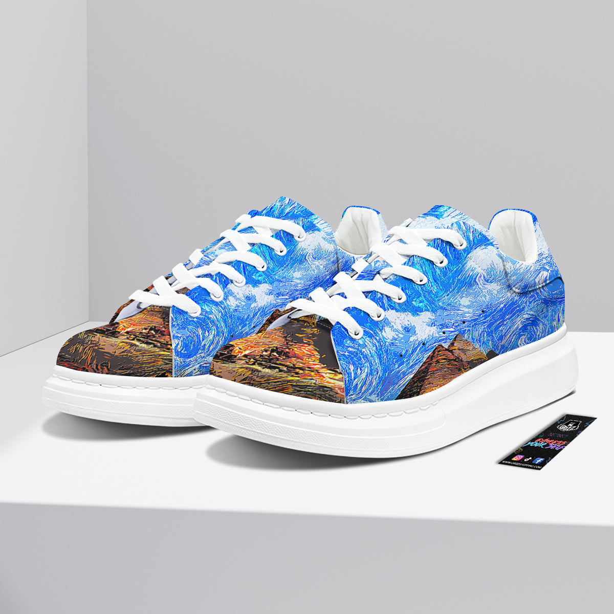 Starring Night Pyramids Print Platform Shoes-grizzshop