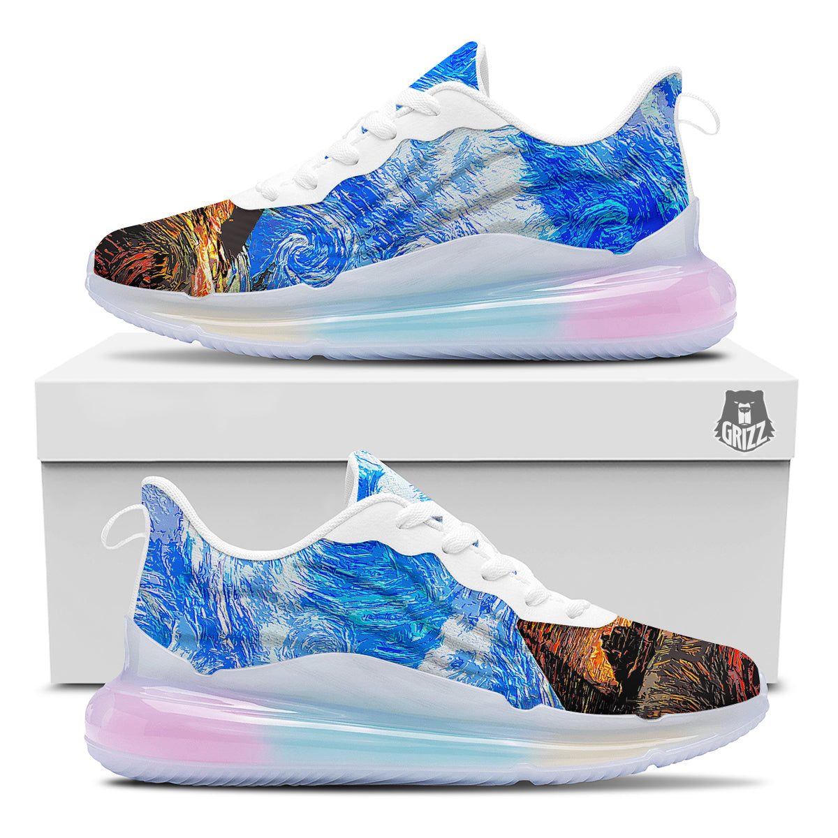 Starring Night Pyramids Print Running Sneakers-grizzshop