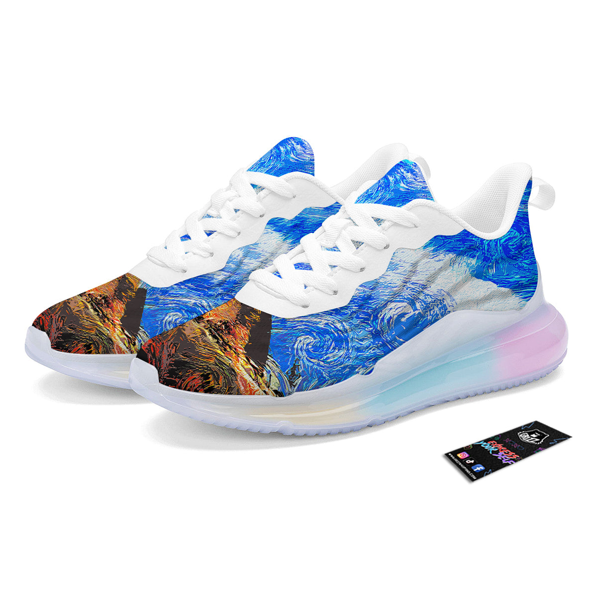 Starring Night Pyramids Print Running Sneakers-grizzshop