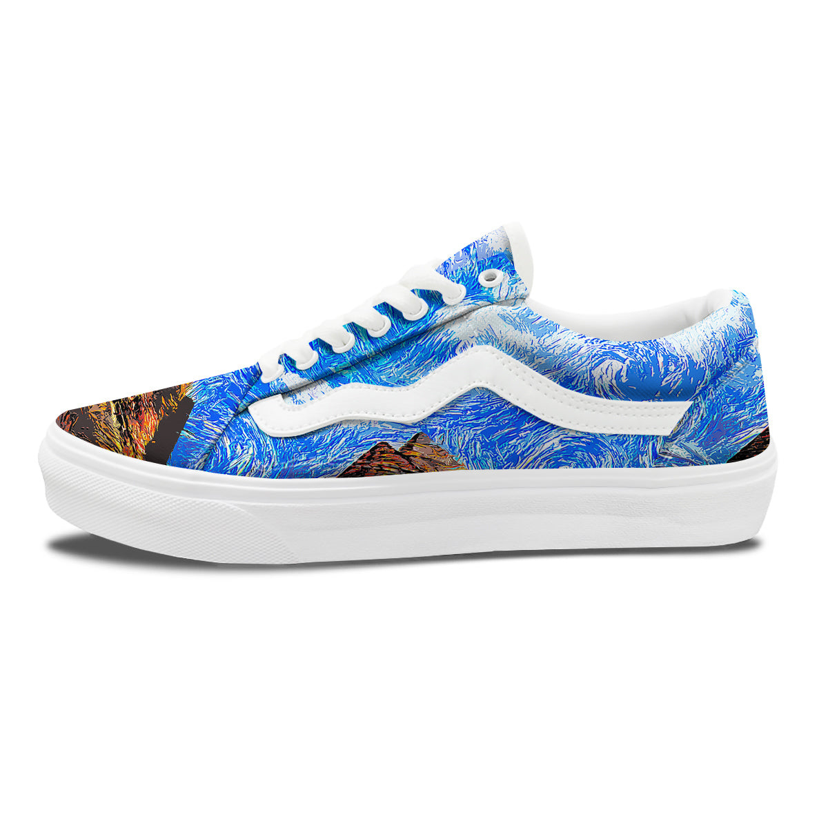 Starring Night Pyramids Print Skate Shoes-grizzshop