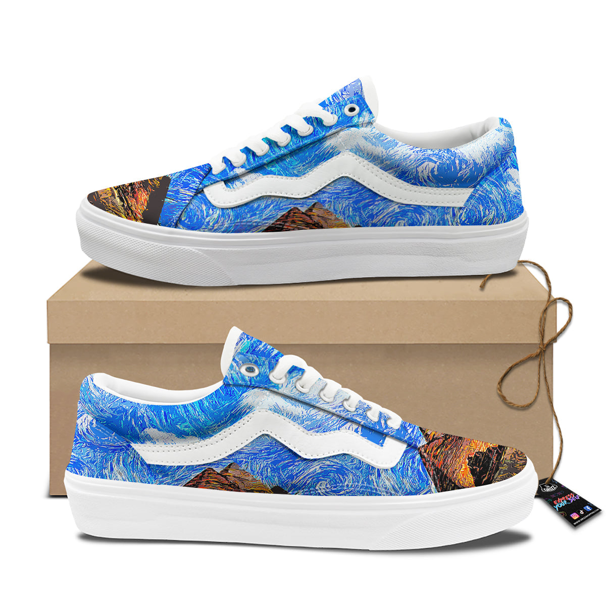 Starring Night Pyramids Print Skate Shoes-grizzshop