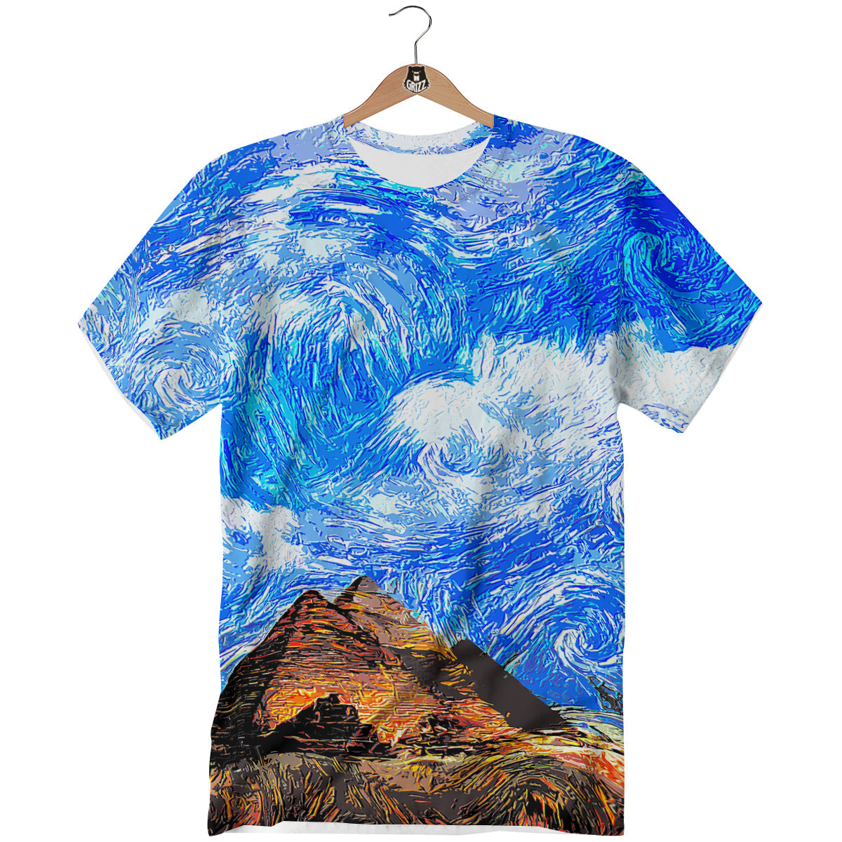Starring Night Pyramids Print T-Shirt-grizzshop