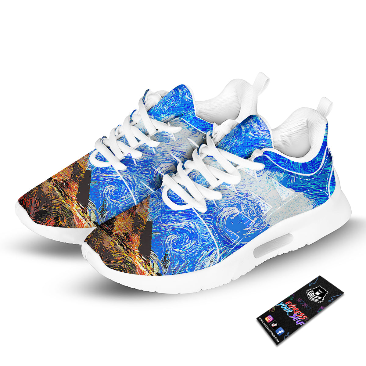 Starring Night Pyramids Print Tennis Shoes-grizzshop