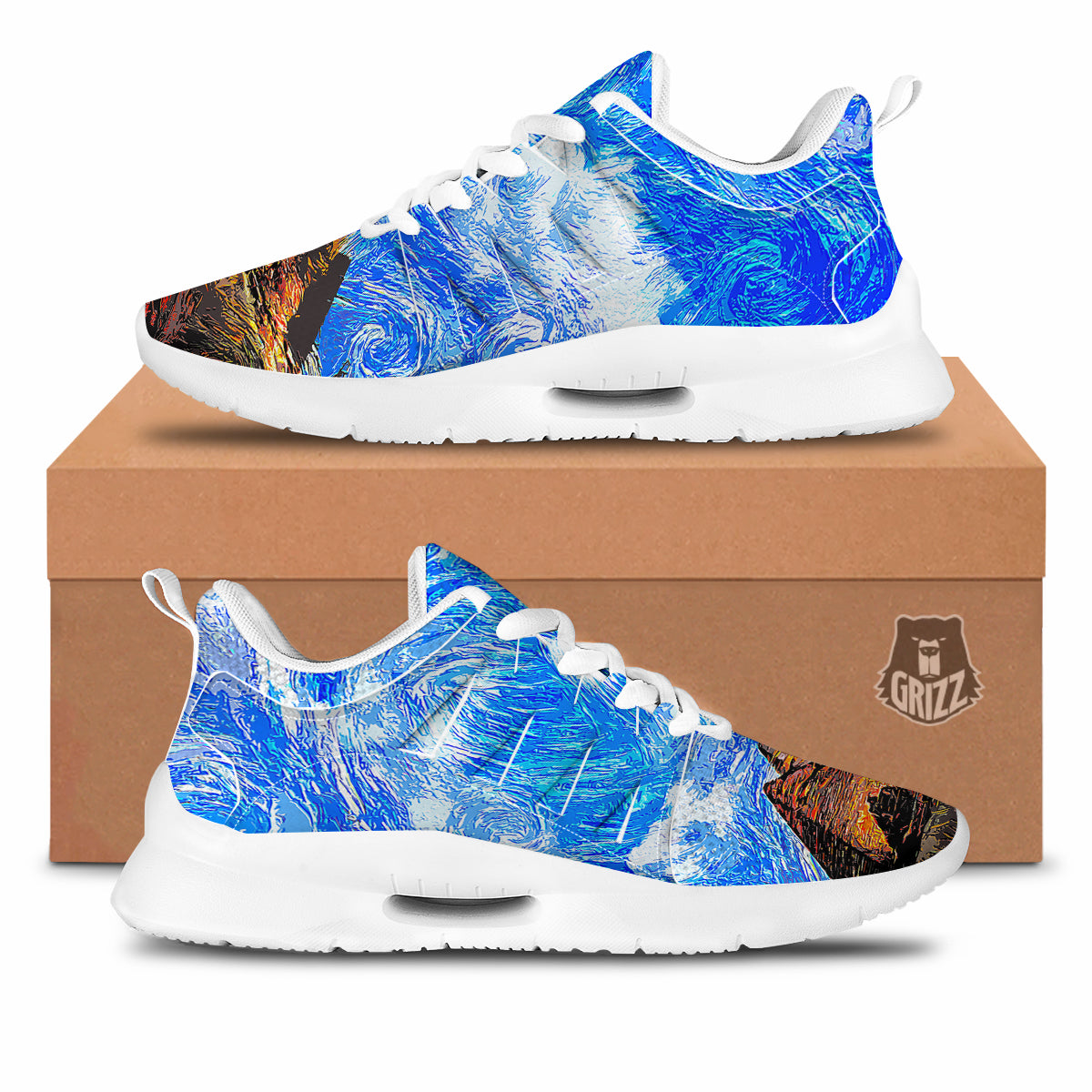 Starring Night Pyramids Print Tennis Shoes-grizzshop