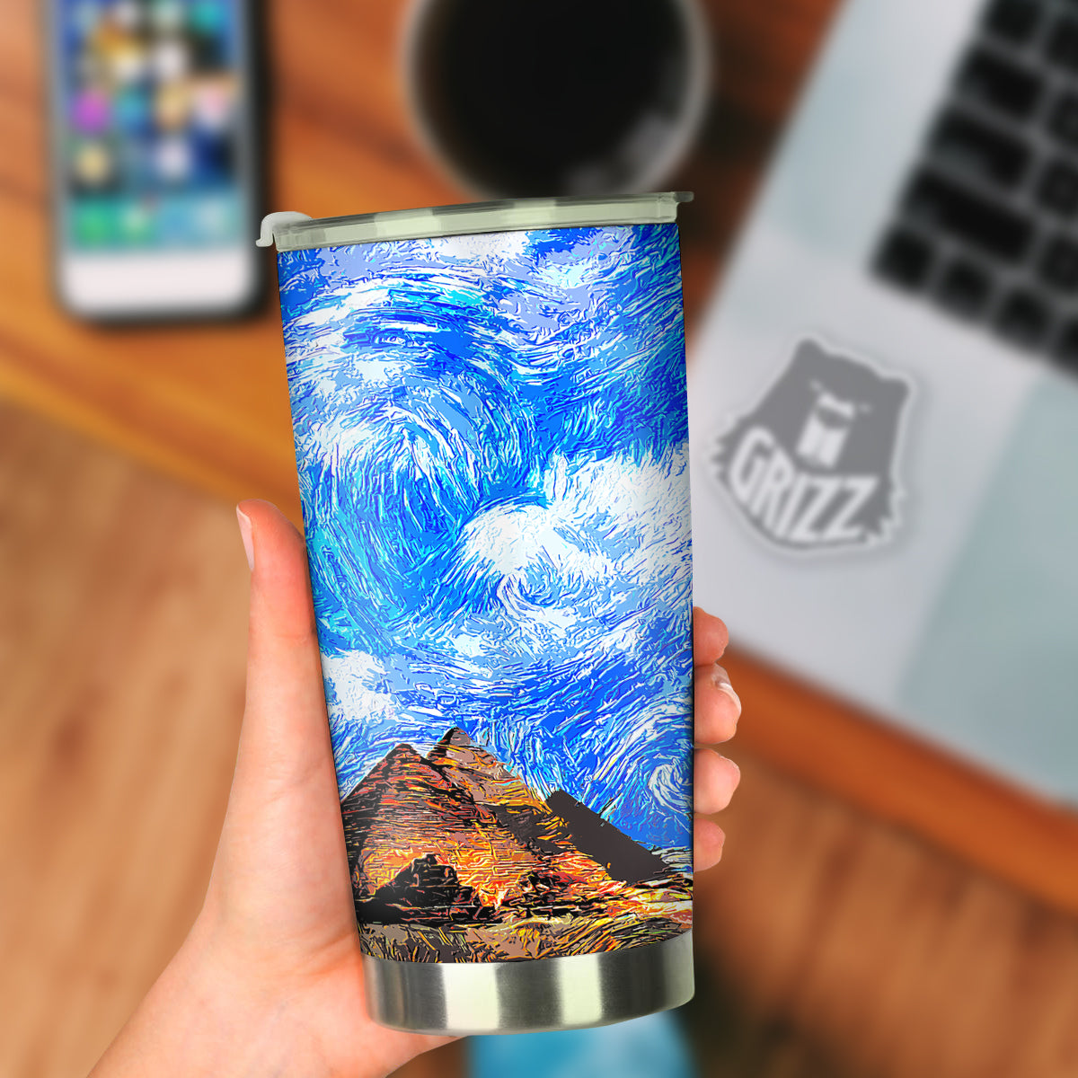 Starring Night Pyramids Print Tumbler-grizzshop