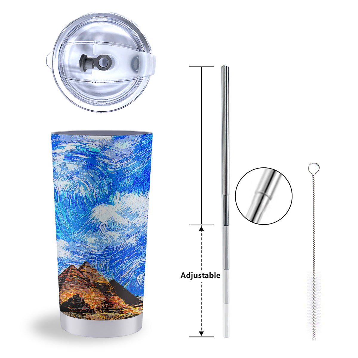 Starring Night Pyramids Print Tumbler-grizzshop