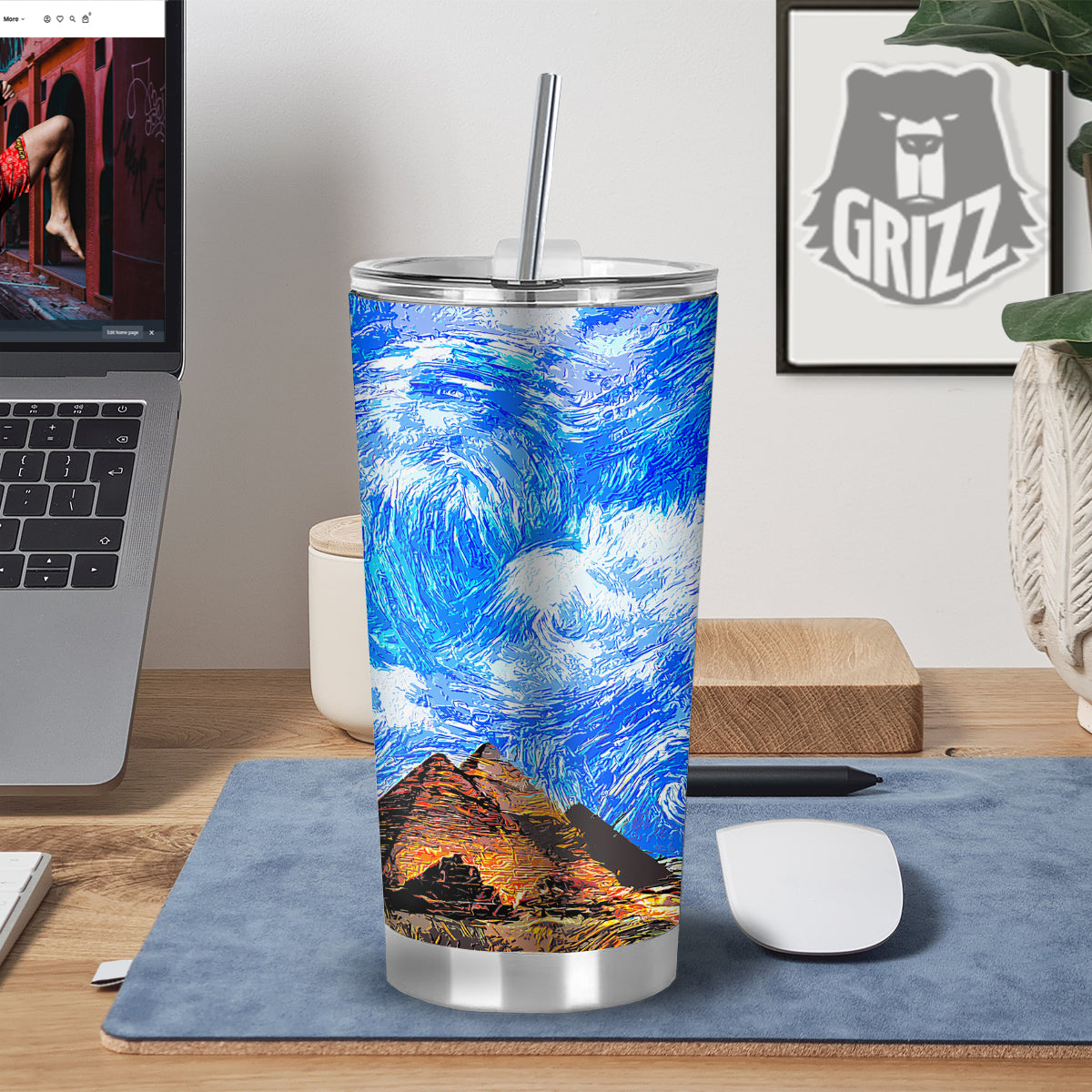 Starring Night Pyramids Print Tumbler-grizzshop