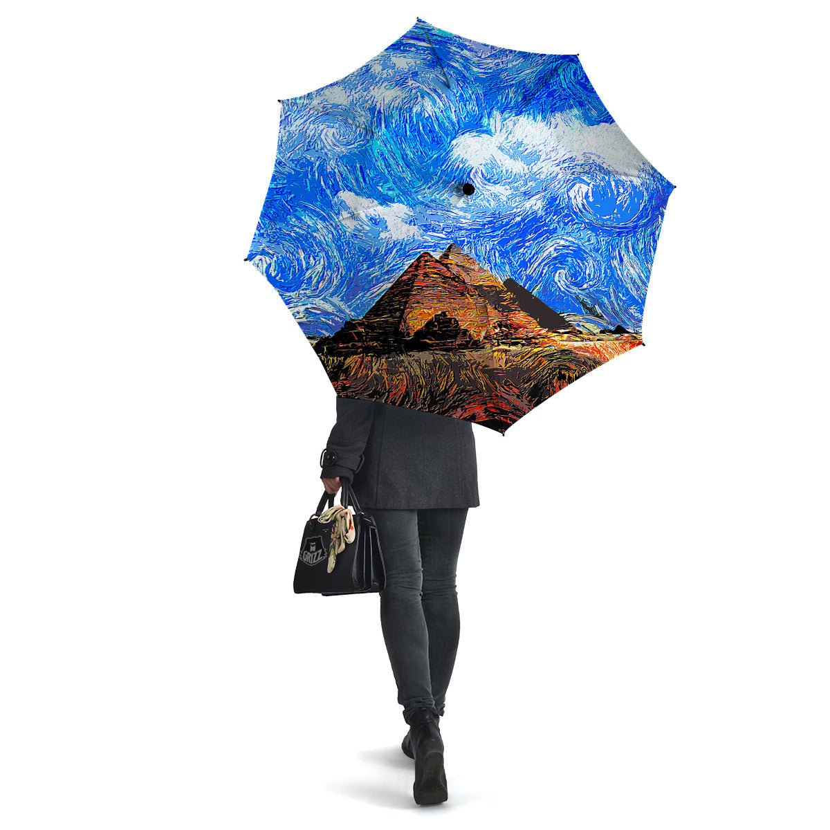 Starring Night Pyramids Print Umbrella-grizzshop