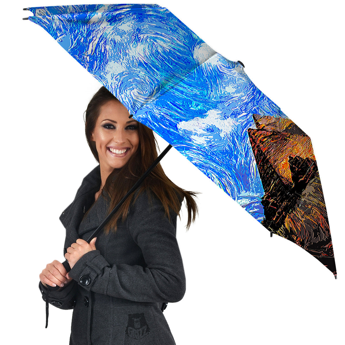 Starring Night Pyramids Print Umbrella-grizzshop