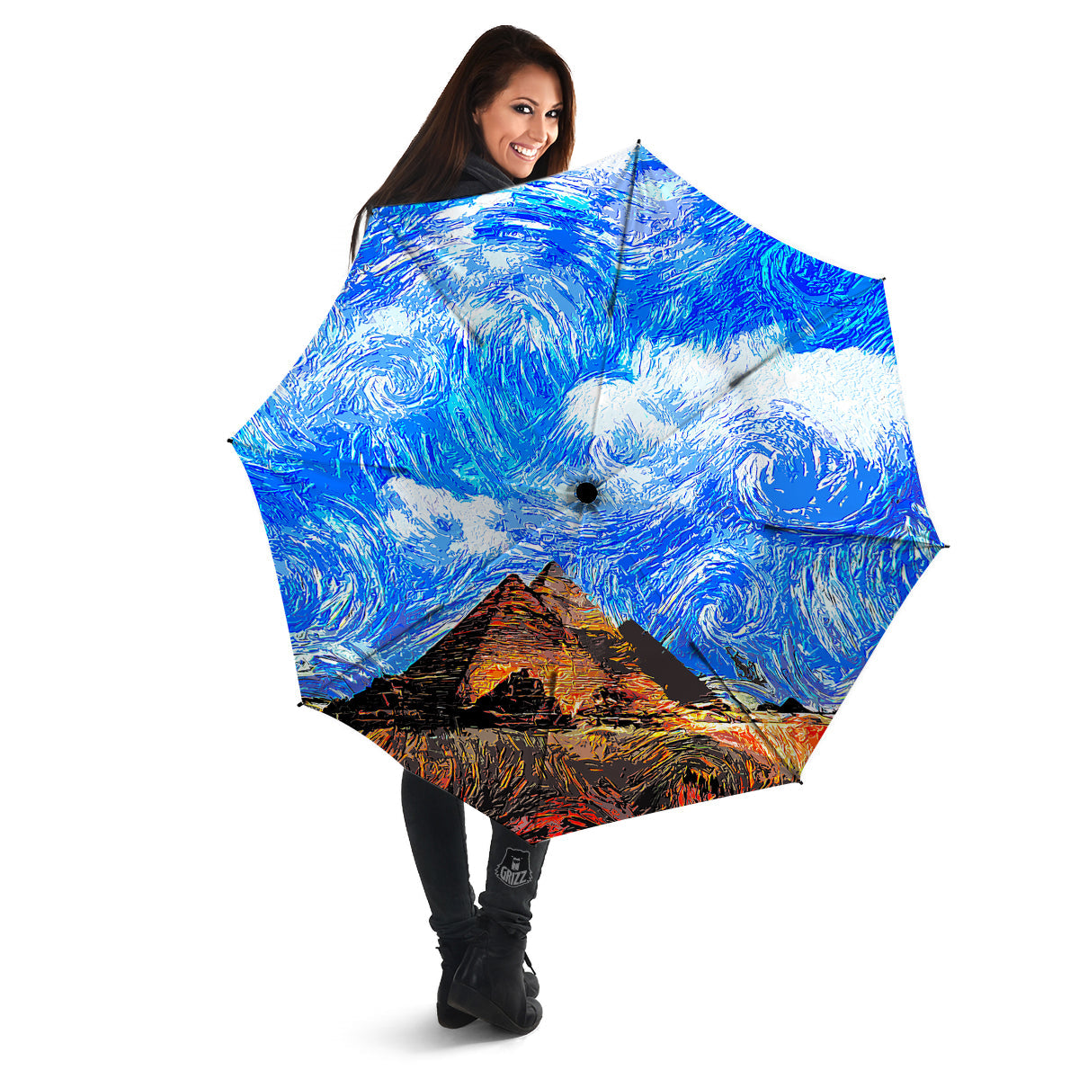 Starring Night Pyramids Print Umbrella-grizzshop