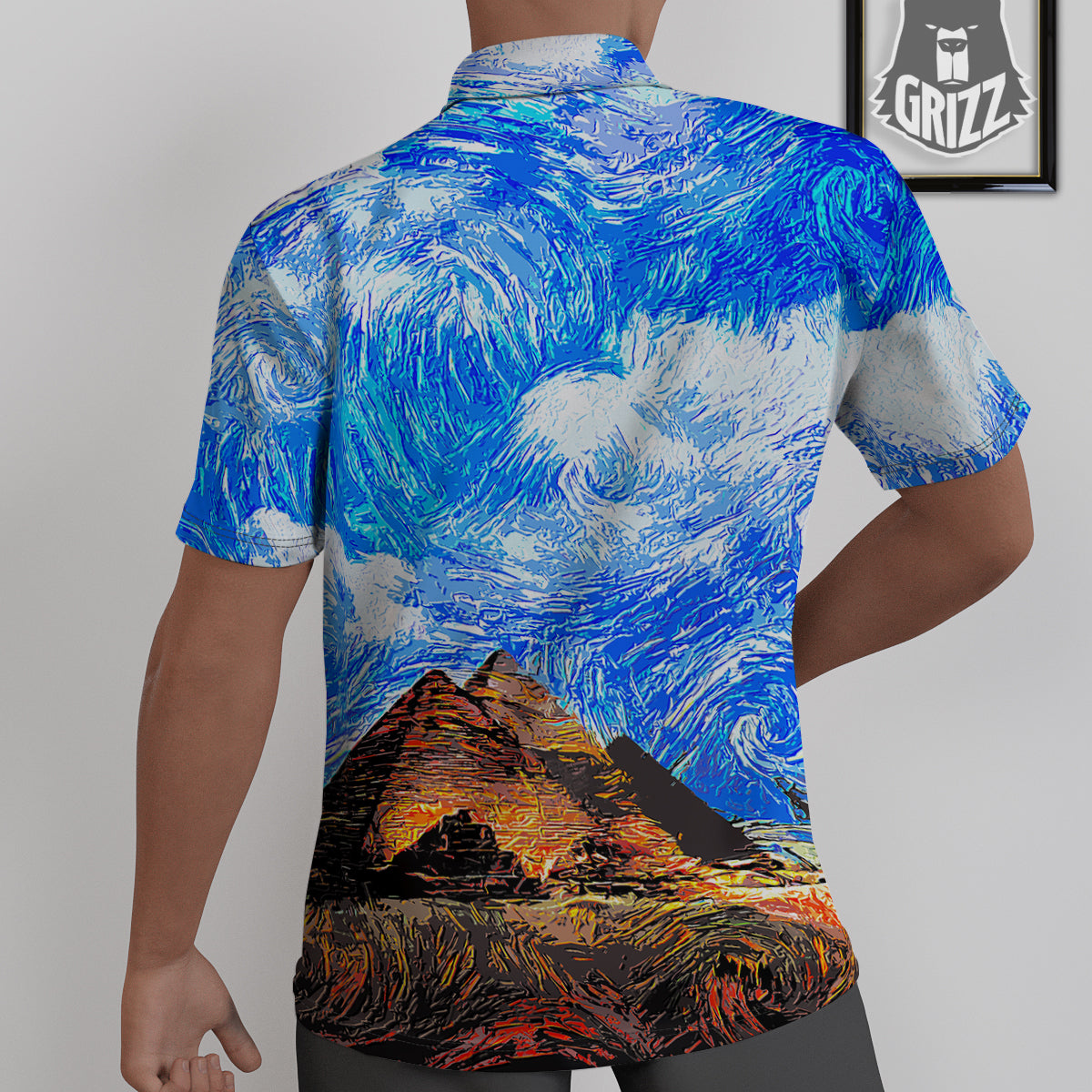 Starring Night Pyramids Print Untucked Shirts-grizzshop