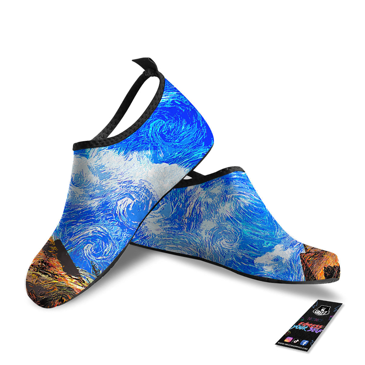Starring Night Pyramids Print Water Shoes-grizzshop