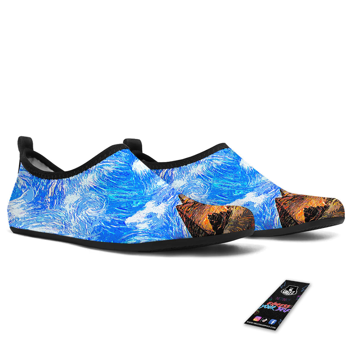 Starring Night Pyramids Print Water Shoes-grizzshop
