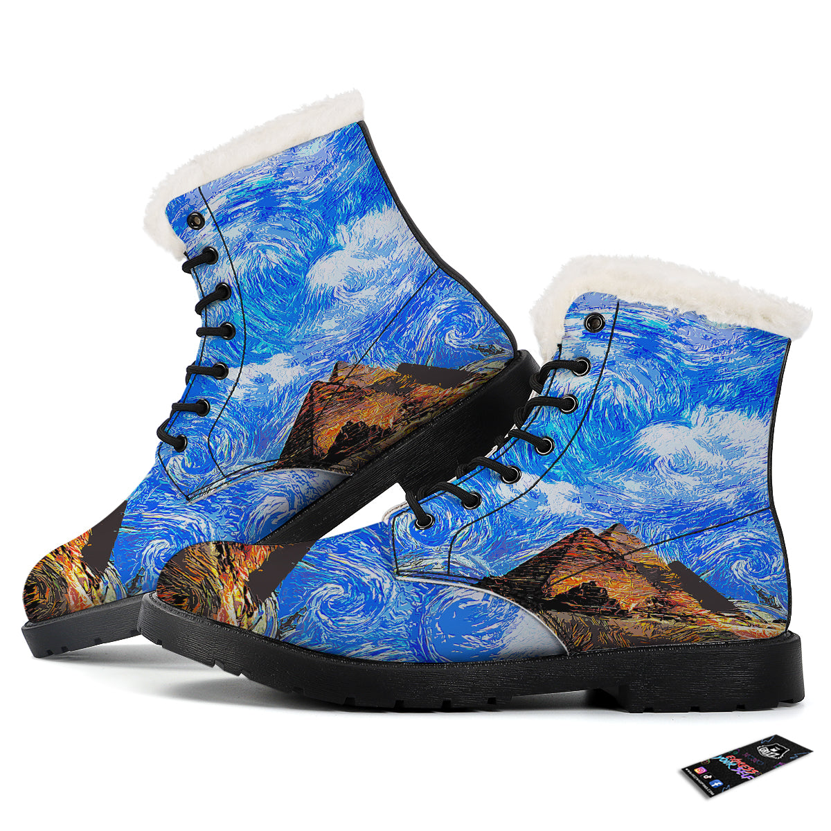 Starring Night Pyramids Print Winter Boots-grizzshop