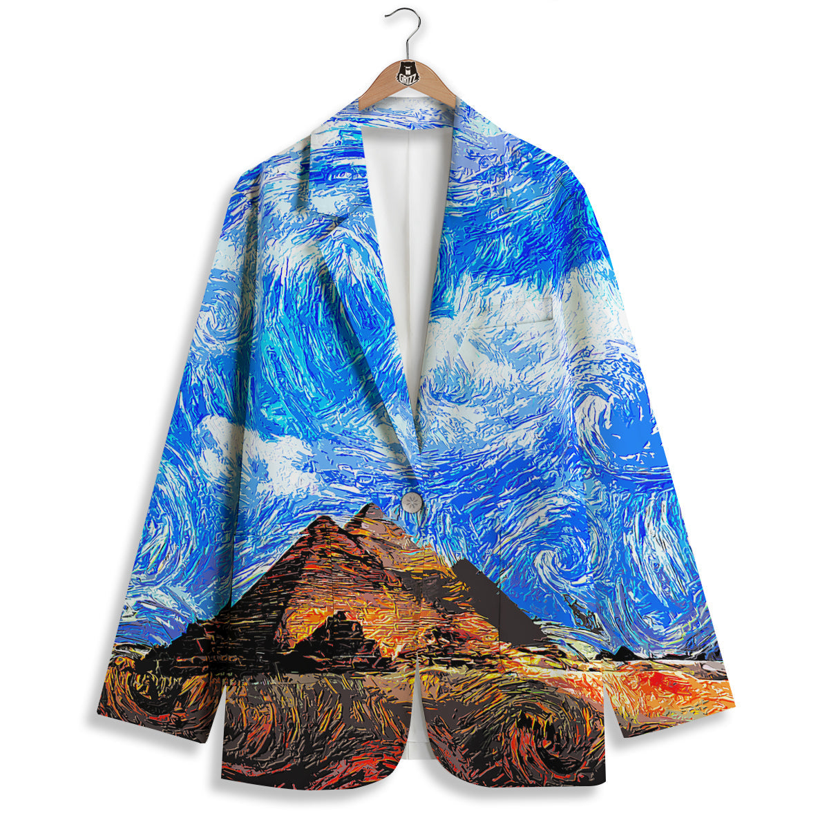 Starring Night Pyramids Print Women's Blazer-grizzshop