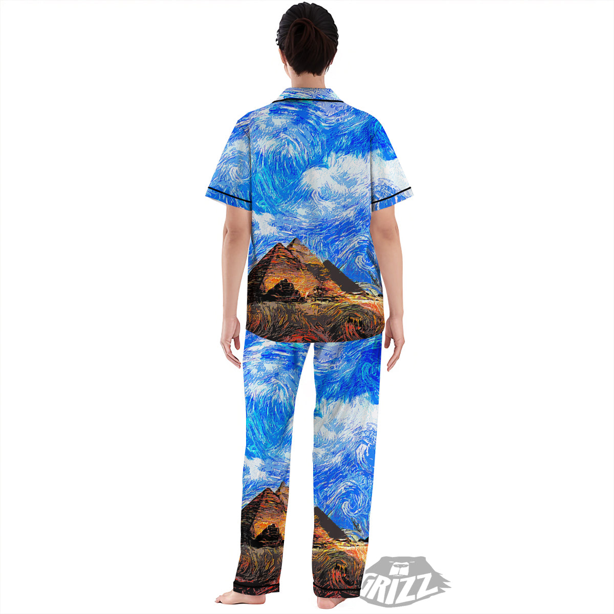 Starring Night Pyramids Print Women's Pajamas Set-grizzshop