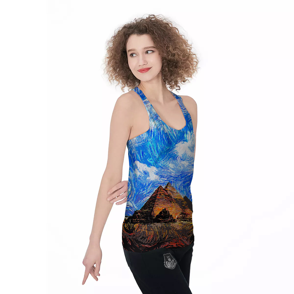 Starring Night Pyramids Print Women's Racerback Tank Top-grizzshop