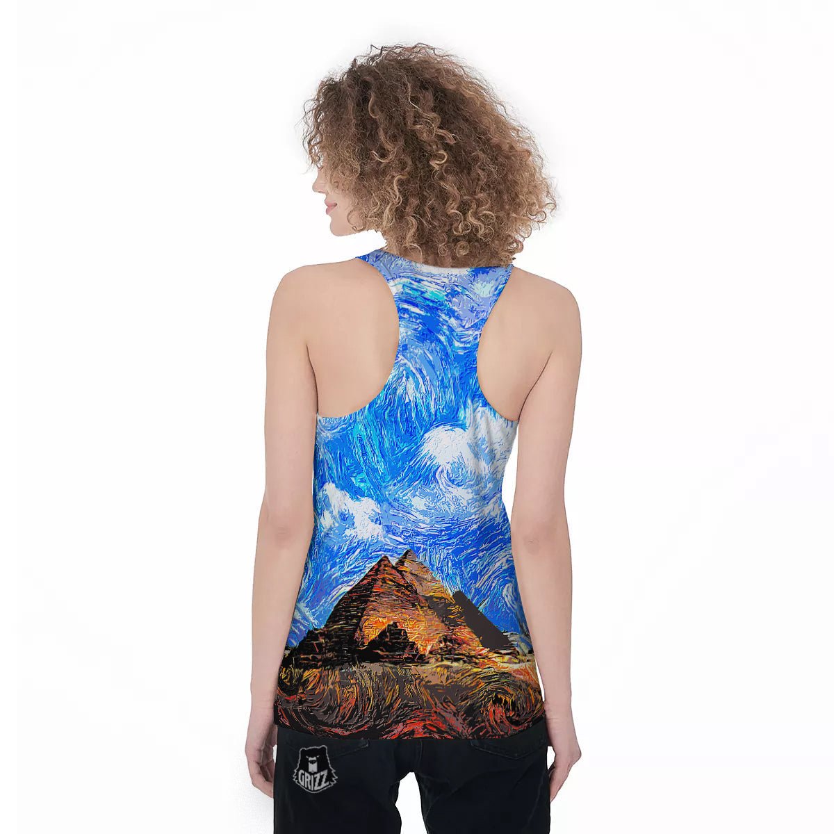 Starring Night Pyramids Print Women's Racerback Tank Top-grizzshop