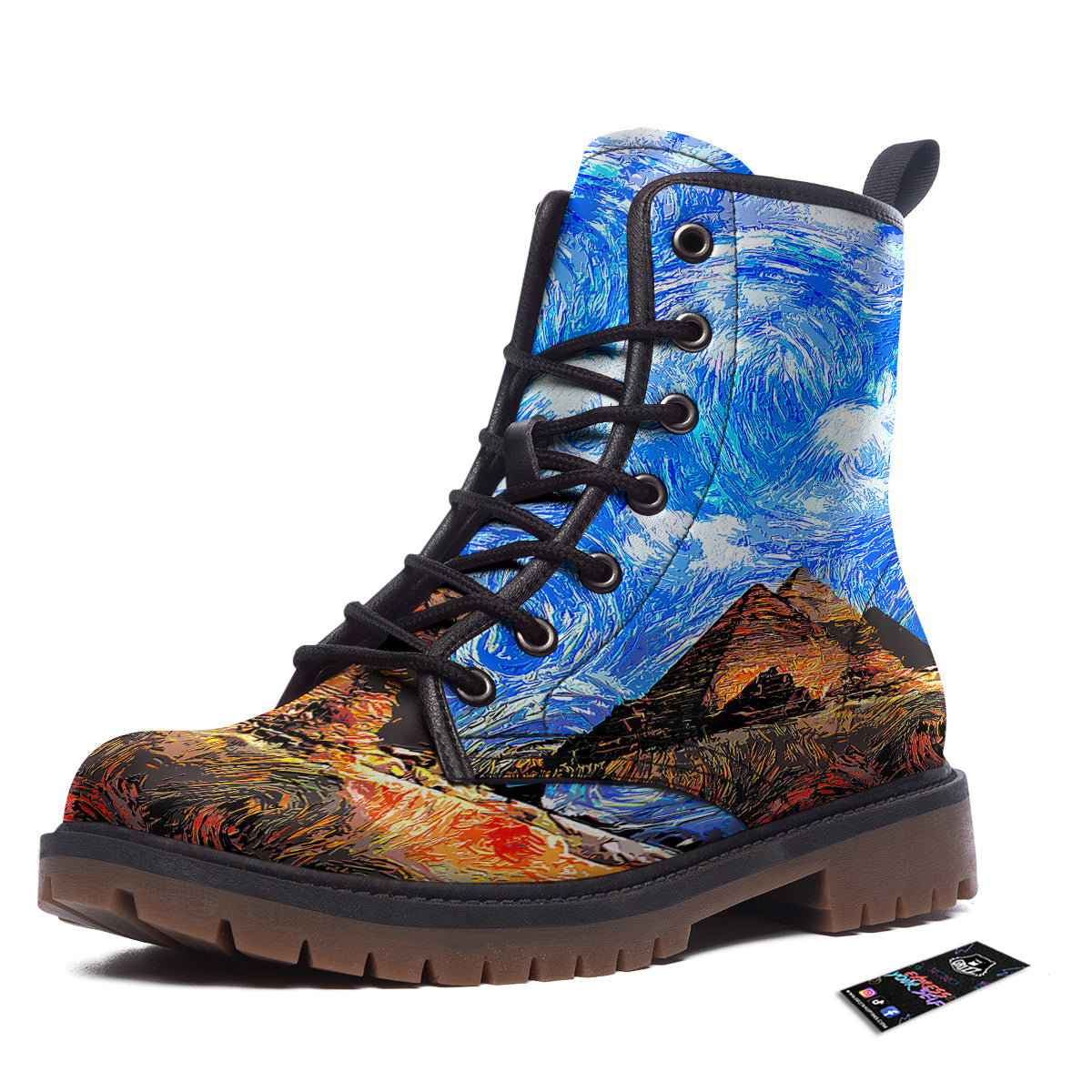 Starring Night Pyramids Print Work Boots-grizzshop