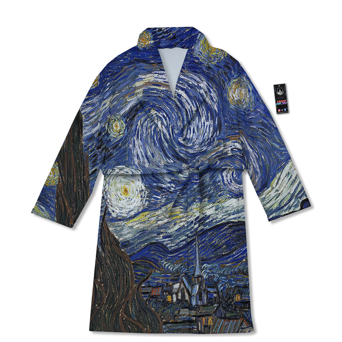 Starry Night Print Bathrobe-grizzshop