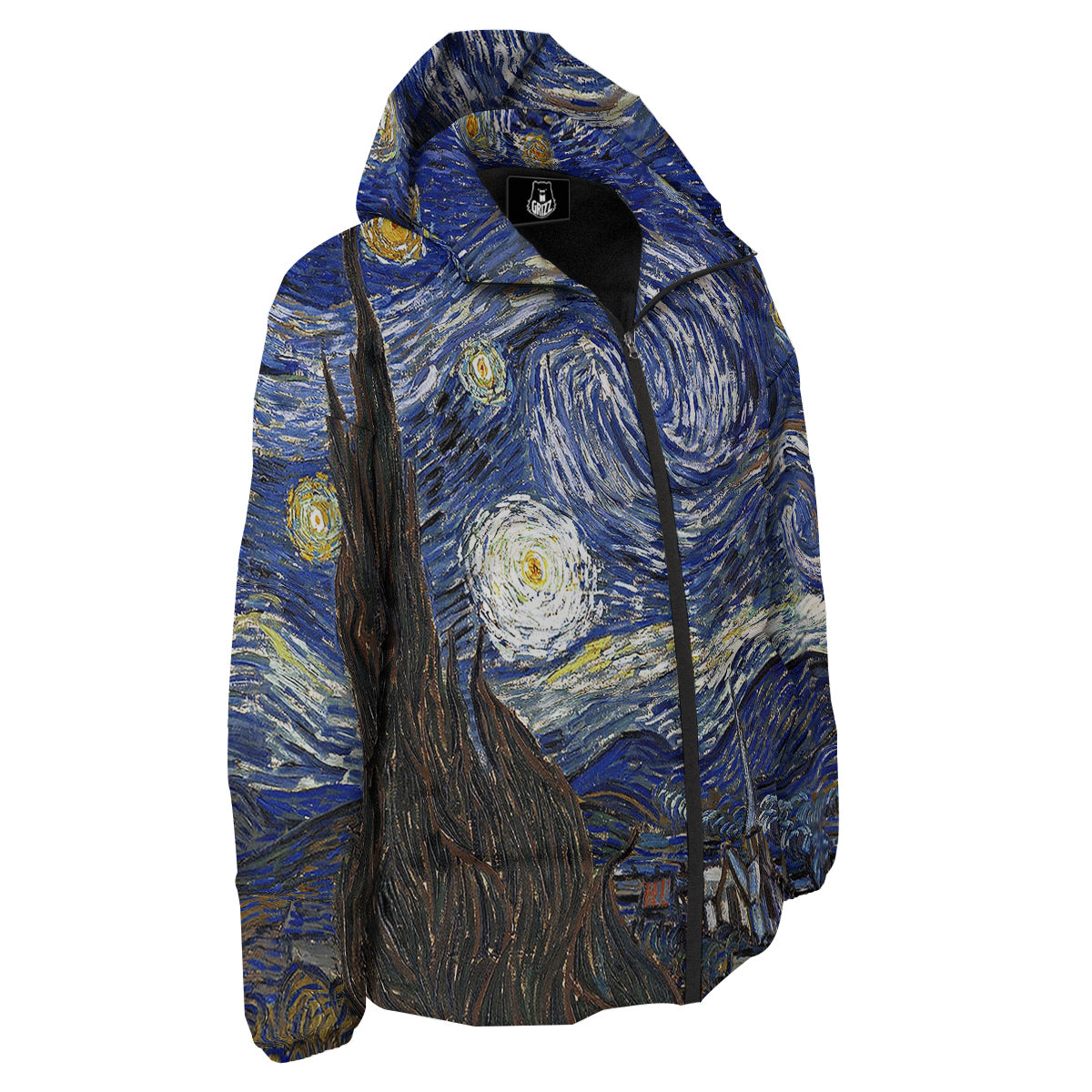 Starry Night Print Down Jacket-grizzshop