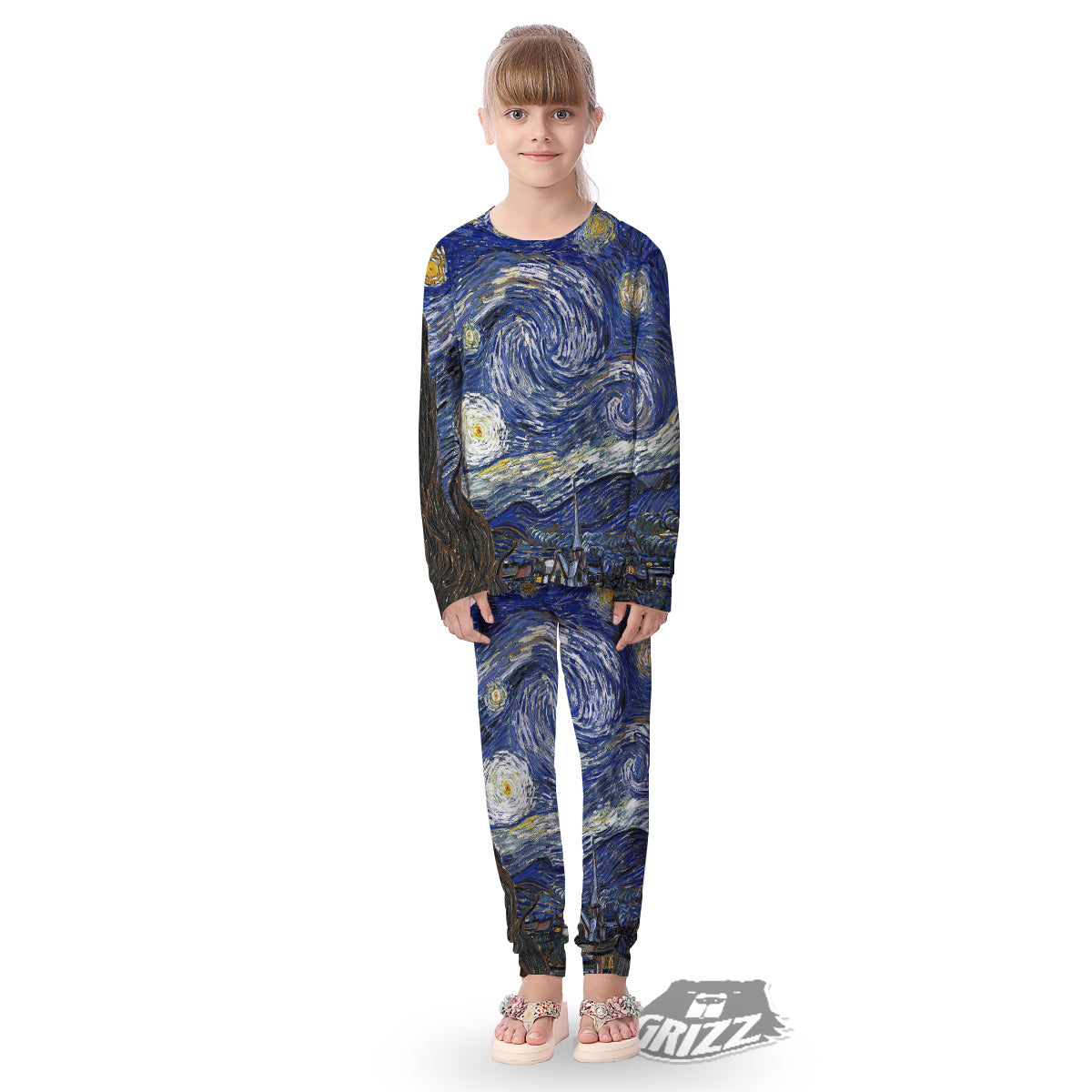 Starry Night Print Kid's Pajamas-grizzshop