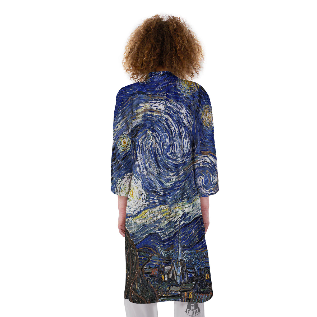 Starry Night Print Kimono-grizzshop