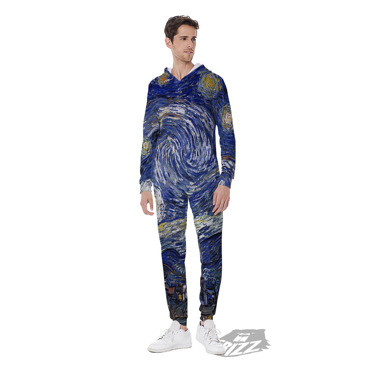 Starry Night Print Men's Jumpsuit-grizzshop