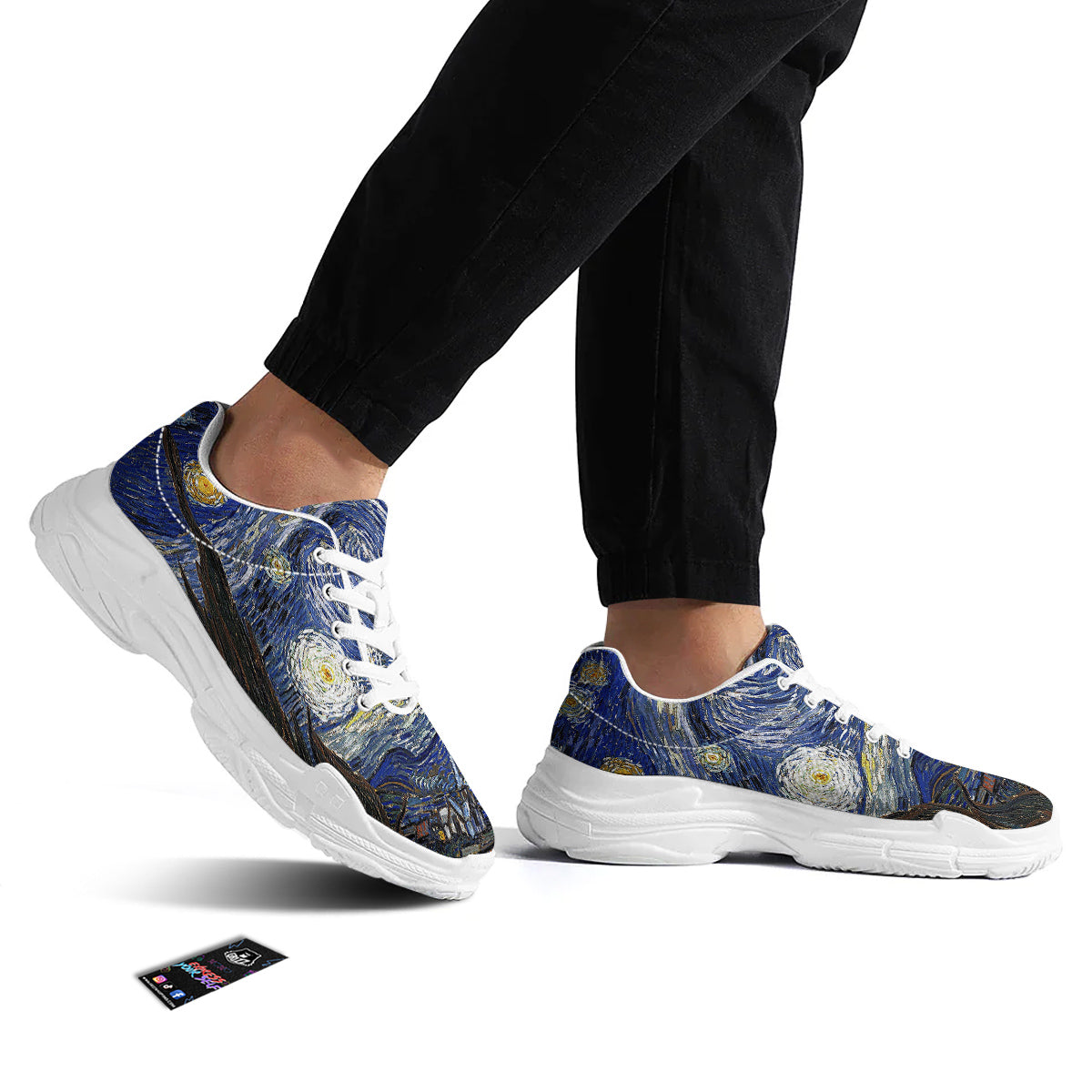 Starry Night Print White Chunky Shoes-grizzshop