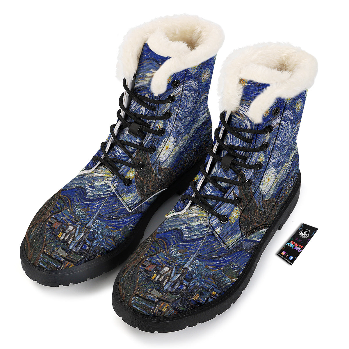 Starry Night Print Winter Boots-grizzshop