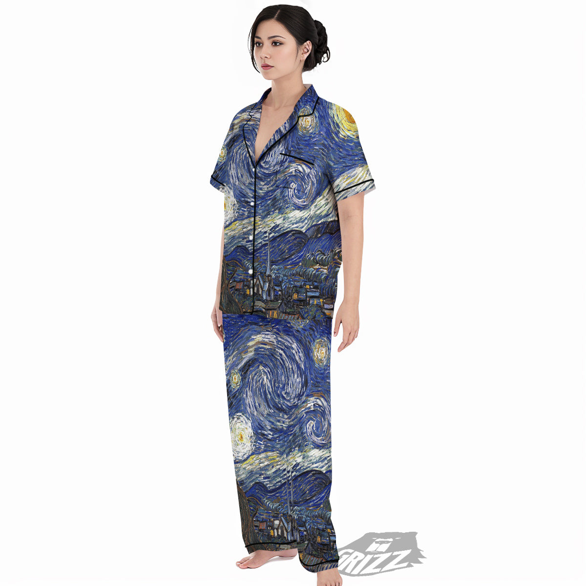 Starry Night Print Women's Pajamas Set-grizzshop