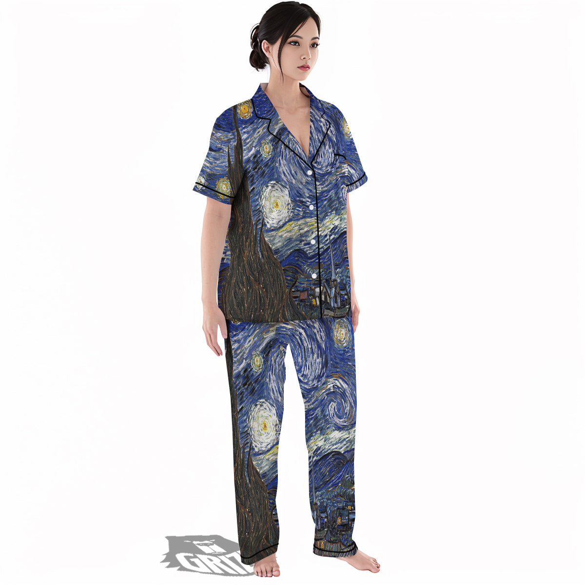 Starry Night Print Women's Pajamas Set-grizzshop