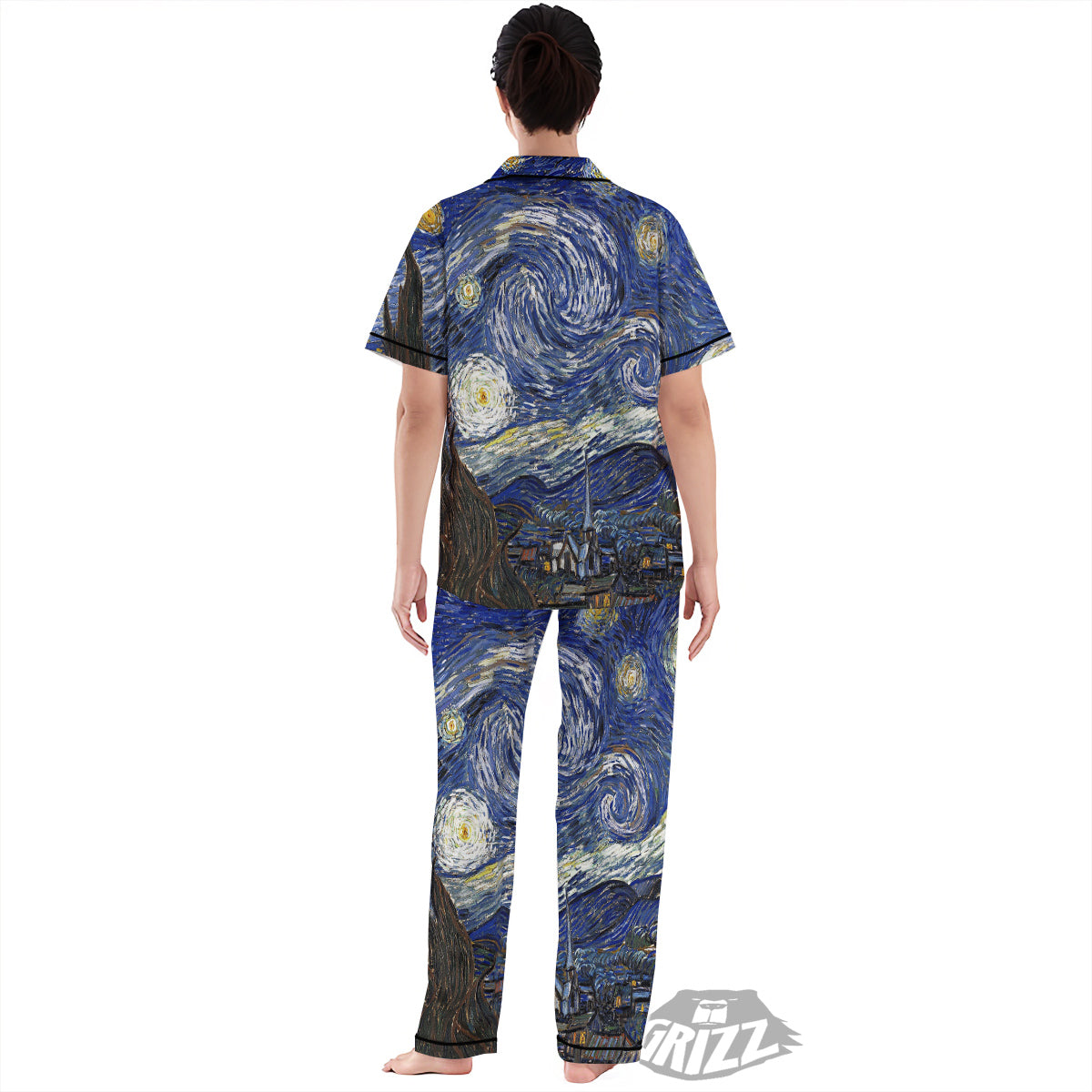 Starry Night Print Women's Pajamas Set-grizzshop