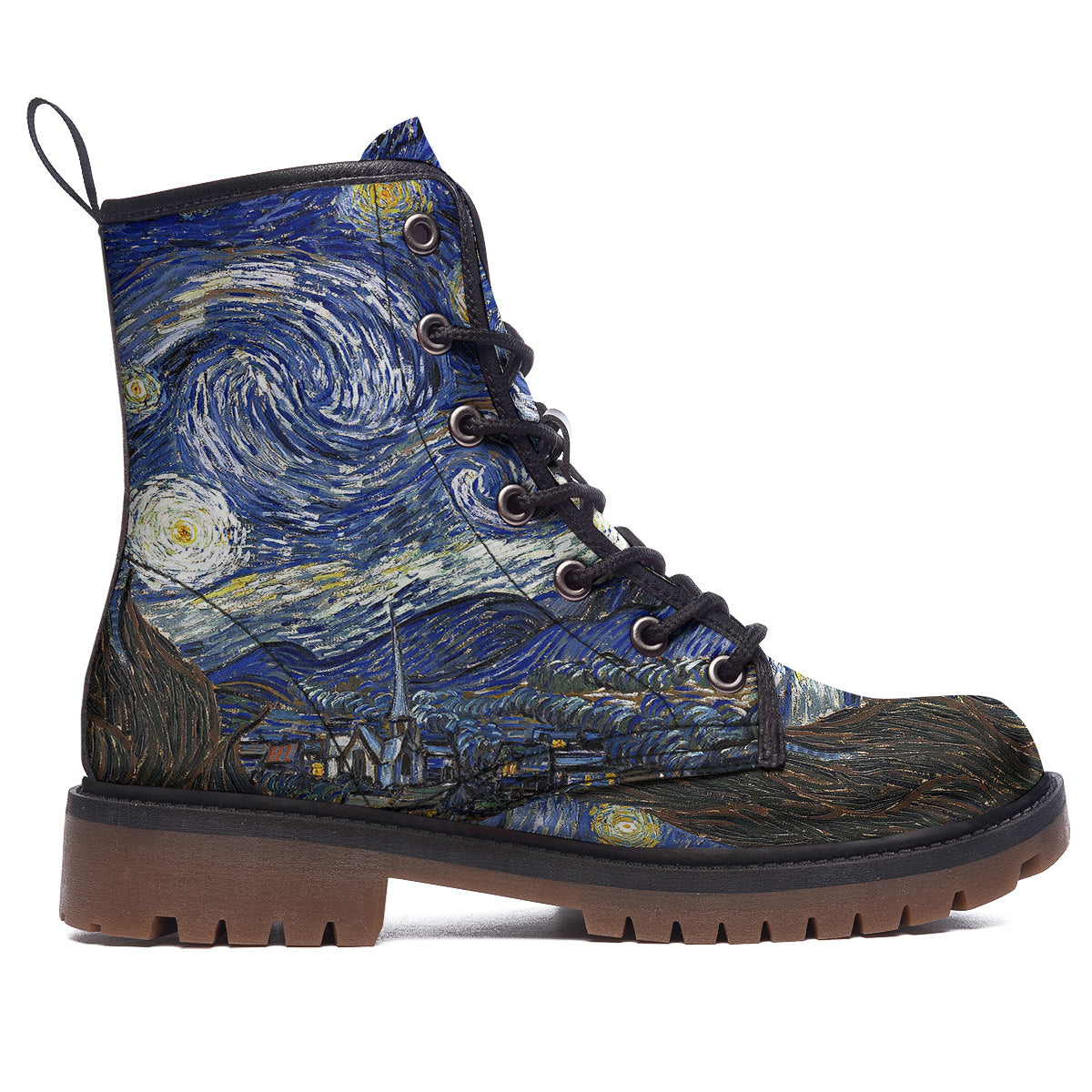 Starry Night Print Work Boots-grizzshop