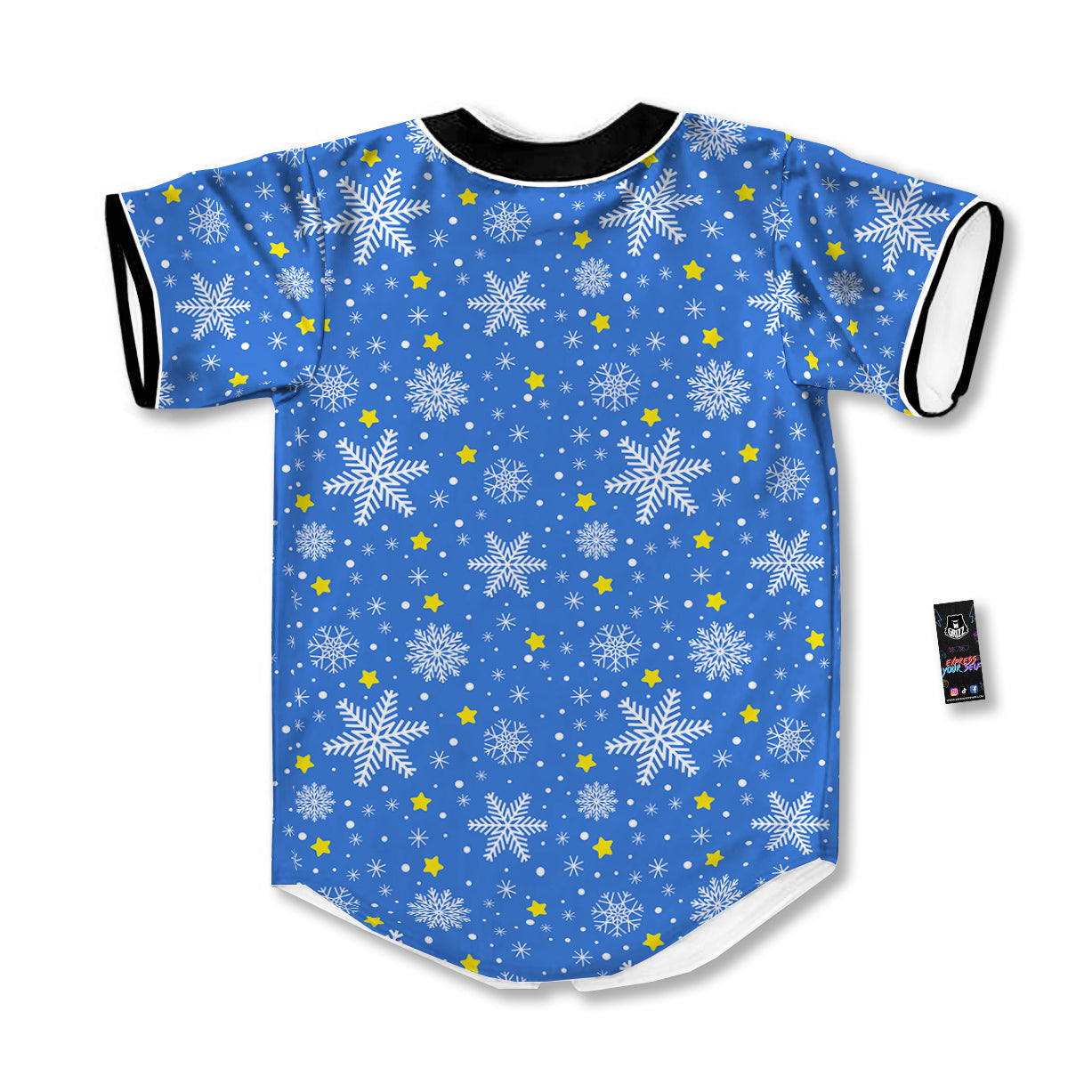 Stars And Christmas Snowflakes Print Baseball Jersey-grizzshop
