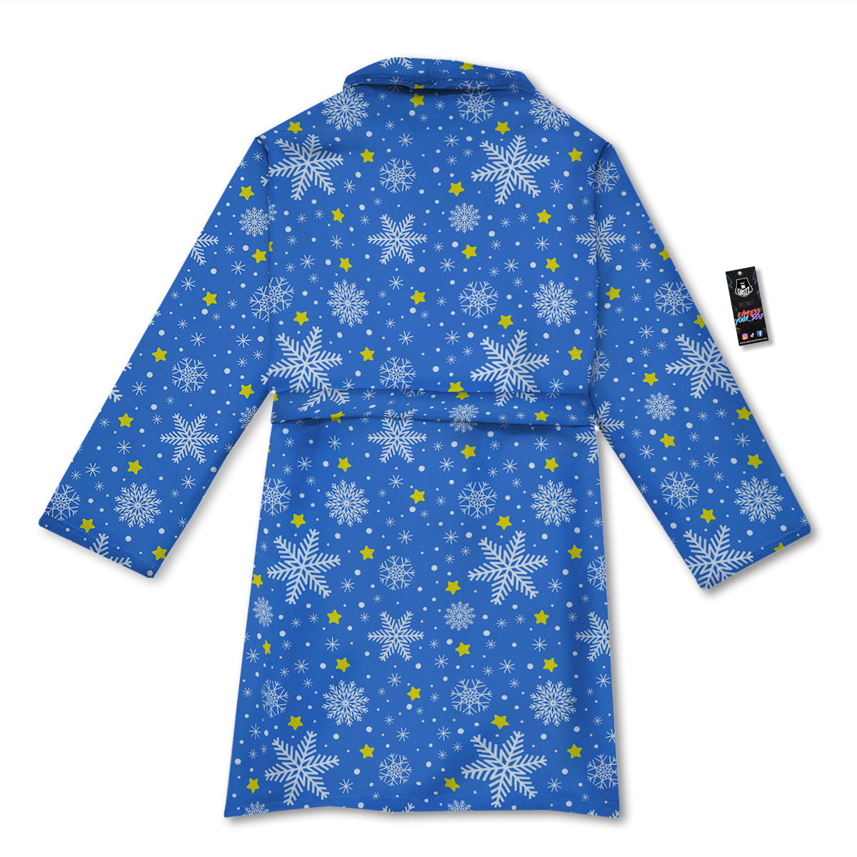 Stars And Christmas Snowflakes Print Bathrobe-grizzshop