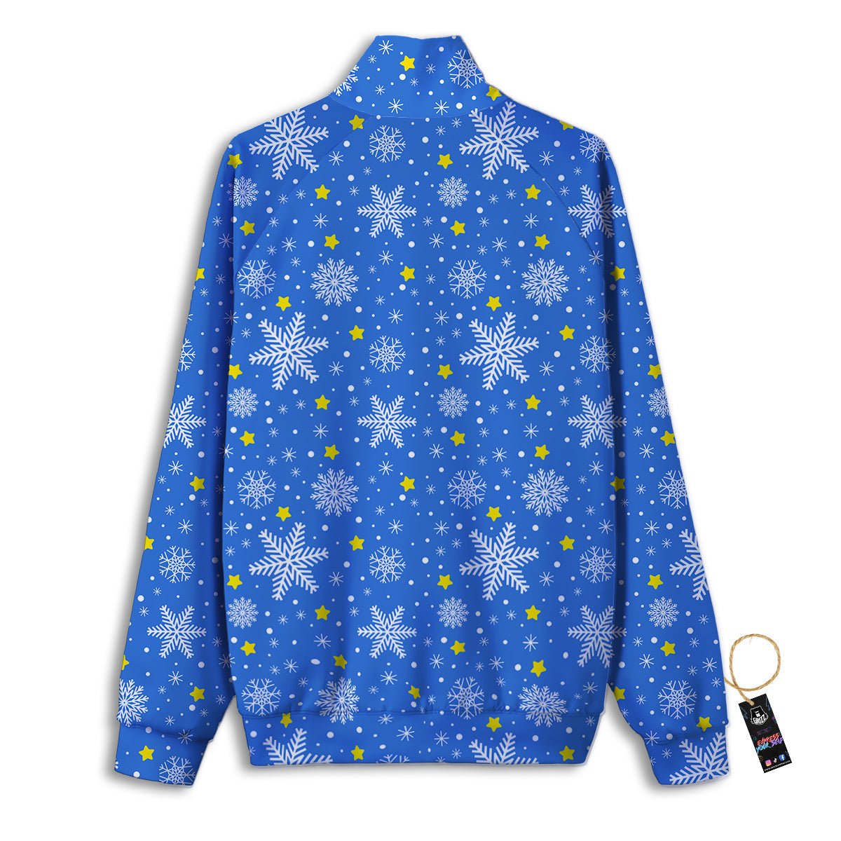 Stars And Christmas Snowflakes Print Track Jacket-grizzshop