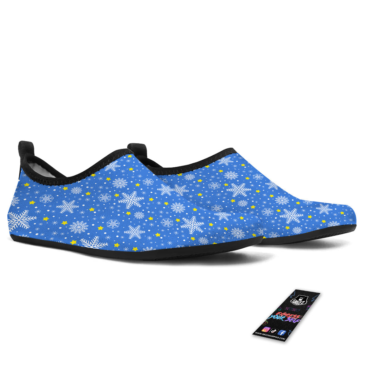 Stars And Christmas Snowflakes Print Water Shoes-grizzshop